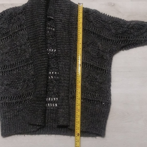 Express wool alpaca blend gray open cardigan - Picture 10 of 11